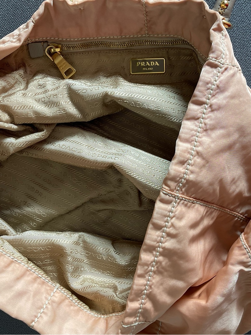 Prada Salmon-Pink Tote with Clear Top Handles - Picture 8 of 14